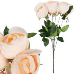 BUKIET 7 PIWONII sztuczne kwiaty do wazonu KOMPOZYCJA kremowa 48 cm