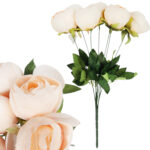 BUKIET 7 PIWONII sztuczne kwiaty do wazonu KOMPOZYCJA żółta 45 cm