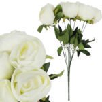 BUKIET 7 PIWONII sztuczne kwiaty do wazonu KOMPOZYCJA biała 45 cm
