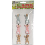Klamerki drewniane spinacze mini zajączek z ogonkiem w 6 szt. II - obrazek 3