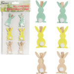 Klamerki drewniane spinacze mini zajączek z ogonkiem w 6 szt.