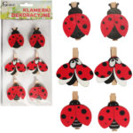 Klamerki drewniane spinacze mini z biedronką 6 szt.