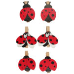 Klamerki drewniane spinacze mini z biedronką 6 szt. - obrazek 3