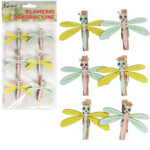 Klamerki drewniane spinacze mini z ważką 6 szt.