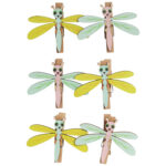 Klamerki drewniane spinacze mini z ważką 6 szt. - obrazek 3