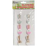 Klamerki drewniane spinacze mini z zajączkiem w 6 szt. II - obrazek 2