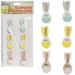 Klamerki drewniane spinacze mini z zajączkiem w 6 szt.