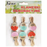 Klamerki drewniane spinacze mini z zajączkiem w jajku 6 szt. II - obrazek 2