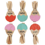 Klamerki drewniane spinacze mini z zajączkiem w jajku 6 szt. II - obrazek 3