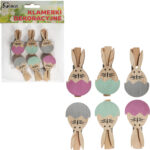 Klamerki drewniane spinacze mini z zajączkiem w jajku 6 szt.