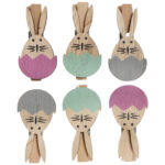 Klamerki drewniane spinacze mini z zajączkiem w jajku 6 szt. - obrazek 3