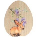 Drewniane JAJKO z dekoracją do postawienia 15 cm