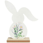 ZAJĄCZEK ZAJĄC DREWNIANY KRÓLIK WIELKANOCNY z dekoracją 19 CM