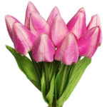 Bukiet 12 TULIPANÓW W PĘCZKU Z RAFIĄ 32 cm różowe - obrazek 3