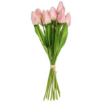 Bukiet 12 TULIPANÓW W PĘCZKU Z RAFIĄ 32 cm jasno różowe - obrazek 2