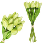 Bukiet 12 TULIPANÓW W PĘCZKU Z RAFIĄ 32 cm zielony