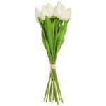 Bukiet 12 TULIPANÓW W PĘCZKU Z RAFIĄ 32 cm biały - obrazek 2