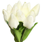 Bukiet 12 TULIPANÓW W PĘCZKU Z RAFIĄ 32 cm biały - obrazek 3