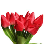 Bukiet 12 TULIPANÓW W PĘCZKU Z RAFIĄ 32 cm - obrazek 3