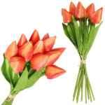 Bukiet 12 TULIPANÓW W PĘCZKU Z RAFIĄ 32 cm pomarańczowe