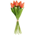 Bukiet 12 TULIPANÓW W PĘCZKU Z RAFIĄ 32 cm pomarańczowe - obrazek 2