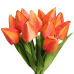 Bukiet 12 TULIPANÓW W PĘCZKU Z RAFIĄ 32 cm pomarańczowe - obrazek 3