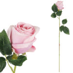 RÓŻA sztuczny kwiat do wazonu jasno-różowa 52 cm
