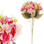 BUKIET ŻONKILI Z DODATKAMI sztuczne kwiaty do wazonu KOMPOZYCJA różowa 36 cm