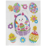 Naklejki wielkanocne na okno, samoprzylepne, kolorowe 28x37 cm.