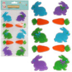 NAKLEJKI ŻELOWE SAMOPRZYLEPNE NA OKNO ZAJĄCE I MARCHEWKI 9 SZT