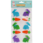 NAKLEJKI ŻELOWE SAMOPRZYLEPNE NA OKNO ZAJĄCE I MARCHEWKI 9 SZT - obrazek 2