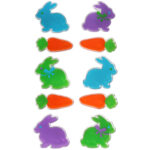 NAKLEJKI ŻELOWE SAMOPRZYLEPNE NA OKNO ZAJĄCE I MARCHEWKI 9 SZT - obrazek 3