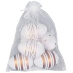 Jajka plastikowe zawieszki zestaw 6 sztuk 6 cm biało złote - obrazek 2