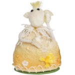 Owieczka z sizalu Baranek stojący dekoracja wielkanocna 15 cm żółty