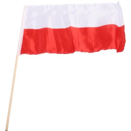 Mała flaga Polski na kijku