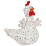 KURA OZDOBA Z MATERIAŁU W KWIATKI  KURA FOLKLOR WIELKANOC RÓŻOWA 25 CM - obrazek 3