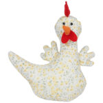 KURA OZDOBA Z MATERIAŁU W KWIATKI  KURA FOLKLOR WIELKANOC ŻÓŁTA 25 CM