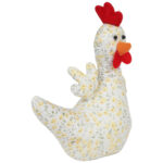 KURA OZDOBA Z MATERIAŁU W KWIATKI  KURA FOLKLOR WIELKANOC ŻÓŁTA 25 CM - obrazek 3