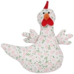 KURA OZDOBA Z MATERIAŁU W KWIATKI  KURA FOLKLOR WIELKANOC RÓŻOWA 25 CM