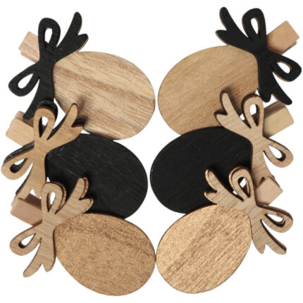 Klamerki drewniane spinacze mini z jajkami 6 szt. brązowe