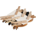 Klamerki drewniane spinacze mini z jajkami 6 szt. brązowe - obrazek 2