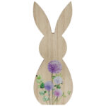 ZAJĄCZEK ZAJĄC DREWNIANY KRÓLIK WIELKANOCNY z dekoracją 20 CM