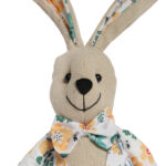 Zając siedzący Ozdoba Wielkanocna Figurka w ubranku w żółte kwiatki 36 cm - obrazek 3