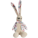 Zając siedzący Ozdoba Wielkanocna Figurka w ubranku w różowe kwiatki 36 cm