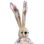 Zając siedzący Ozdoba Wielkanocna Figurka w ubranku w różowe kwiatki 36 cm - obrazek 3