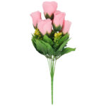 BUKIET 7 RÓŻ Z DODATKAMI sztuczne kwiaty do wazonu KOMPOZYCJA jasno-różowa 35 cm - obrazek 2