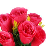 BUKIET 7 RÓŻ Z DODATKAMI sztuczne kwiaty do wazonu KOMPOZYCJA różowa 35 cm - obrazek 3