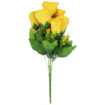 BUKIET 7 RÓŻ Z DODATKAMI sztuczne kwiaty do wazonu KOMPOZYCJA żółta 35 cm - obrazek 2