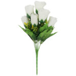 BUKIET 7 RÓŻ Z DODATKAMI sztuczne kwiaty do wazonu KOMPOZYCJA biała 35 cm - obrazek 2