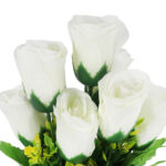 BUKIET 7 RÓŻ Z DODATKAMI sztuczne kwiaty do wazonu KOMPOZYCJA biała 35 cm - obrazek 3